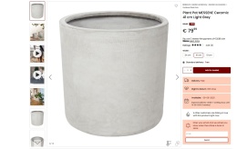 Donica MESSENE 41 cm | Jasnoszara | Okrągła doniczka z włókna ceramicznego
