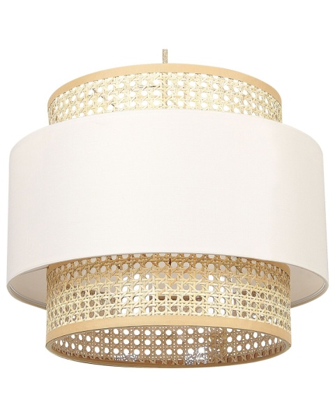 beliani Lampa wisząca YUMURI Rattan Jasnobeżowy z regulowanym kablem