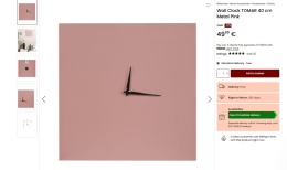 Zegar ścienny TOMAR 40 cm różowy metalowy | Beliani