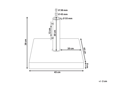 Baza Podstawka pod Parasol Ogrodowy Beliani CERZETO 30 kg Kwadratowa Granitowa Szara z Kółkami