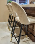 Beliani Krzesło barowe welurowe beżowe FALTON