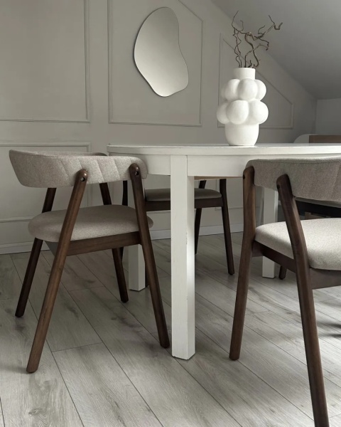 Beliani Krzesło do jadalni MYLO ciemny brąz/beż