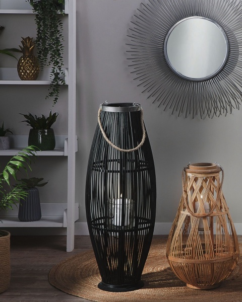 Beliani Lampion drewniany 84 cm czarny TAHITI Beliani Lampion drewniany 84 cm czarny TAHITI