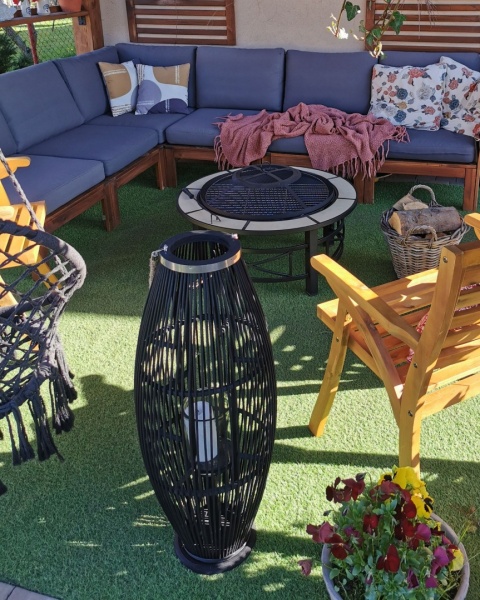 Beliani Lampion drewniany 84 cm czarny TAHITI Beliani Lampion drewniany 84 cm czarny TAHITI