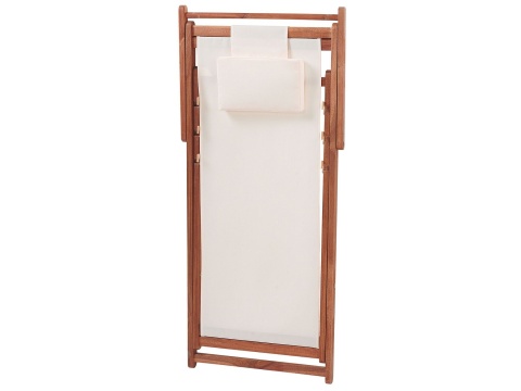 Beliani Leżak ogrodowy ciemne drewno akacjowe z białym AVELLINO Beliani Leżak ogrodowy ciemne drewno akacjowe z białym AVELLINO