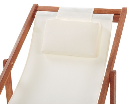 Beliani Leżak ogrodowy ciemne drewno akacjowe z białym AVELLINO Beliani Leżak ogrodowy ciemne drewno akacjowe z białym AVELLINO