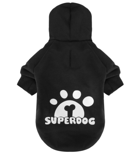 Bluza dla Psa "SUPERDOG" z Otworem na Smycz, Czarna (Rozmiar X-Large)