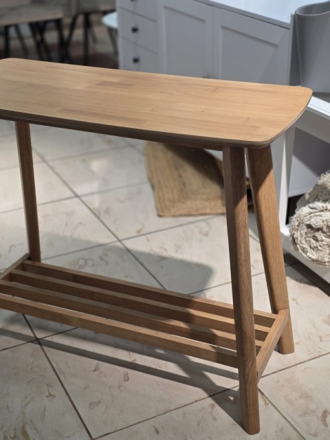 Konsola TULARE Stolik Przyścienny z Półką Jasny Brąz MDF i Drewno Kauczukowe