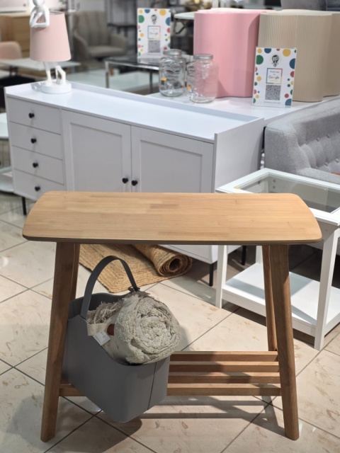 Konsola TULARE Stolik Przyścienny z Półką Jasny Brąz MDF i Drewno Kauczukowe