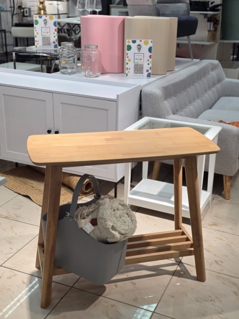 Konsola TULARE Stolik Przyścienny z Półką Jasny Brąz MDF i Drewno Kauczukowe