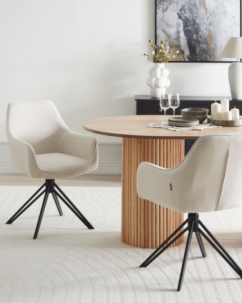 Krzesło Obrotowe do Jadalni Belaini JODAR, Jasnobeżowa Tkanina