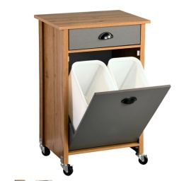 Mobilny Barek Kuchenny KESPER z Koszami do Segregacji 2x15L – Brąz/ Antracyt