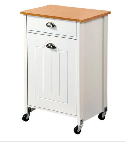 Mobilny Barek Kuchenny KESPER z Koszami do Segregacji 2x15L – Biały/Dąb