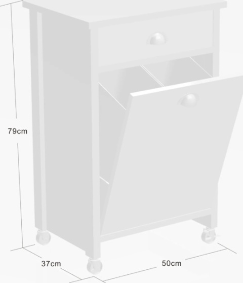 Mobilny Barek Kuchenny KESPER z Koszami do Segregacji 2x15L – Biały/Dąb