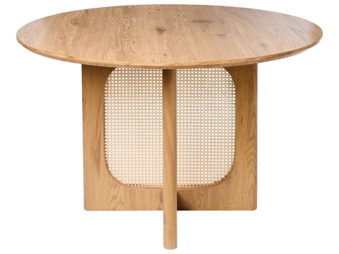 Okrągły Stół do Jadalni BELIANI KARLO 120 cm, Jasny Brąz z Rattanową Podstawą