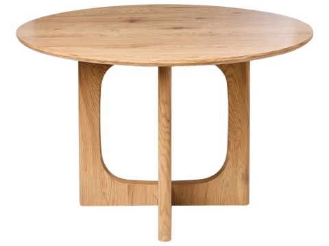 Okrągły Stół do Jadalni BELIANI KARLO 120 cm, Jasny Brąz z Rattanową Podstawą