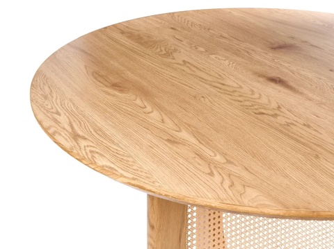 Okrągły Stół do Jadalni BELIANI KARLO 120 cm, Jasny Brąz z Rattanową Podstawą