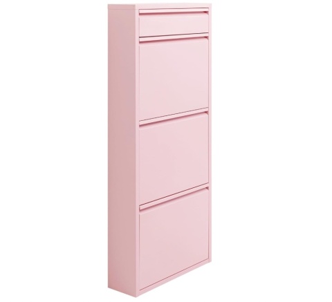 Szafka na Buty KARE DESIGN Caruso 3+1 Różowa, Metalowa, Ultra-Wąska 15 cm