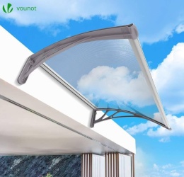 Daszek nad Drzwi VOUNOT 100x80 cm – Poliwęglan Lity 6mm, Szary Wspornik