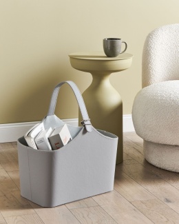 Ręcznie Robiony Kosz do Przechowywania Beliani ELAM, Szara Skóra Ekologiczna