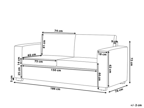 Beliani Sofa Helsinki – 3-osobowa, skóra naturalna, czarna, nowoczesna