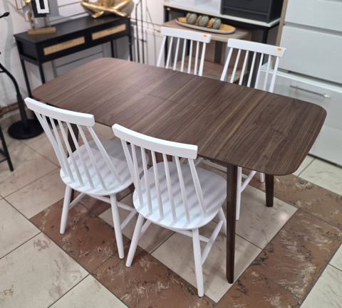 Stół Rozkładany do Jadalni MADOX 120-150 cm, Fornir Orzechowy, Styl Mid-Century Stół Rozkładany do Jadalni MADOX 120-150 cm, Fornir Orzechowy, Styl Mid-Century