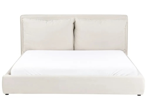 Łóżko tapicerowane Beliani BAJONNA 180 x 200 cm (EU Super King) Jasnobeżowe (Light Beige)