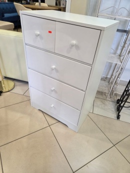 Beliani Komoda ALBERTA 5 szuflad Biała – Skandynawski Minimalizm