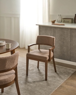 Beliani Krzesło do jadalni DALBO Boucle Ciemnobrązowe/Jasnobeżowe