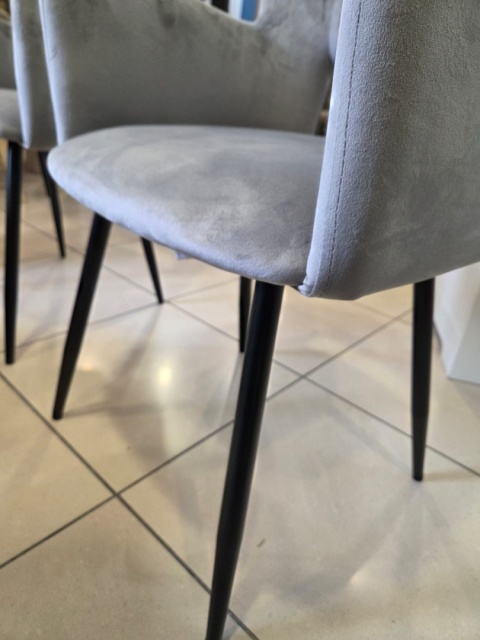 Beliani SANILAC Zestaw 2 krzeseł do jadalni Welur szary