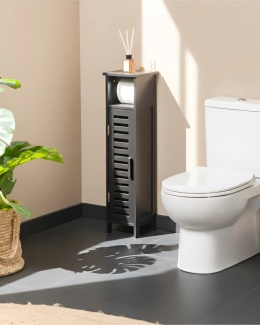 Beliani Szafka łazienkowa bambusowa z drzwiczkami 72x17x16