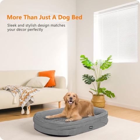 Ortopedyczne legowisko dla psa HMTOPE, antypoślizgowe, zdejmowane, szare 90×75×17 cm