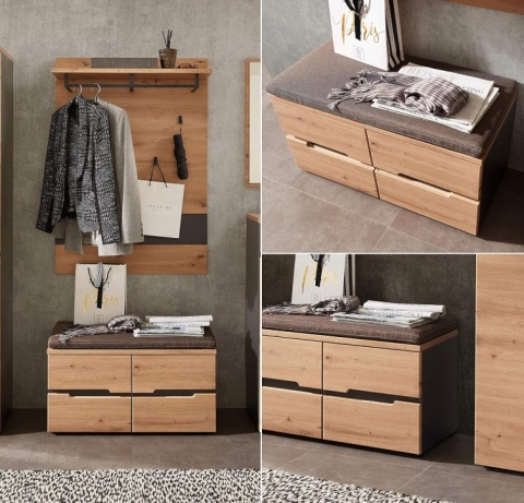 Szafka na Buty z Siedziskiem Stella Trading MEMPHIS – Dąb Artisan / Grafit