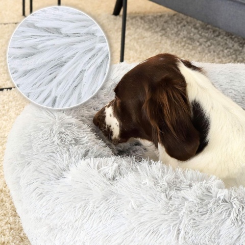 Lionto legowisko donut dla psa i kota Ø100 cm, jasnoszare, puszyste z pluszu