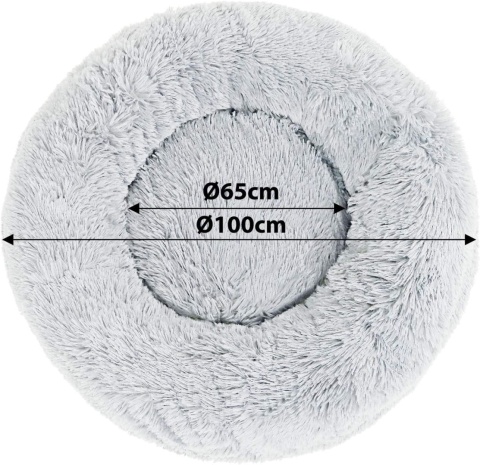 Lionto legowisko donut dla psa i kota Ø100 cm, jasnoszare, puszyste z pluszu